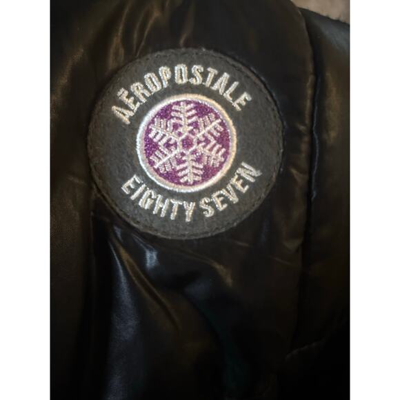 Aeropostale Women’s Medium Black Puffer Vest Purple  Pink Blue Leopard Lining - Picture 2 of 15